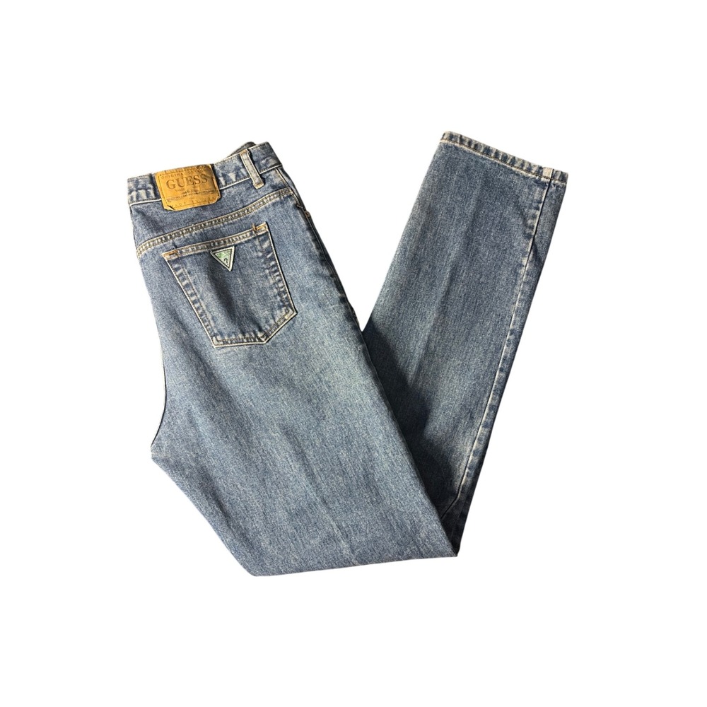 Guess Jeans Denim Pants Mens 34 Blue Vintage High Rise Straight Leg USA Made